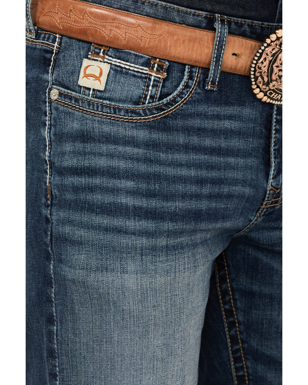 Image #2 - Cinch Men's Grant Dark Stonewash Performance Stretch Relaxed Boot Denim Jeans, Indigo, hi-res
