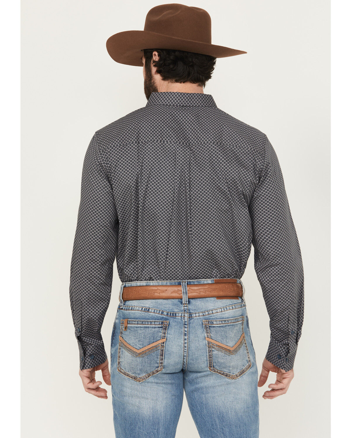 Image #4 - Cody James Men's San Juan Geo Print Long Sleeve Button-Down Stretch Western Shirt, Steel Blue, hi-res