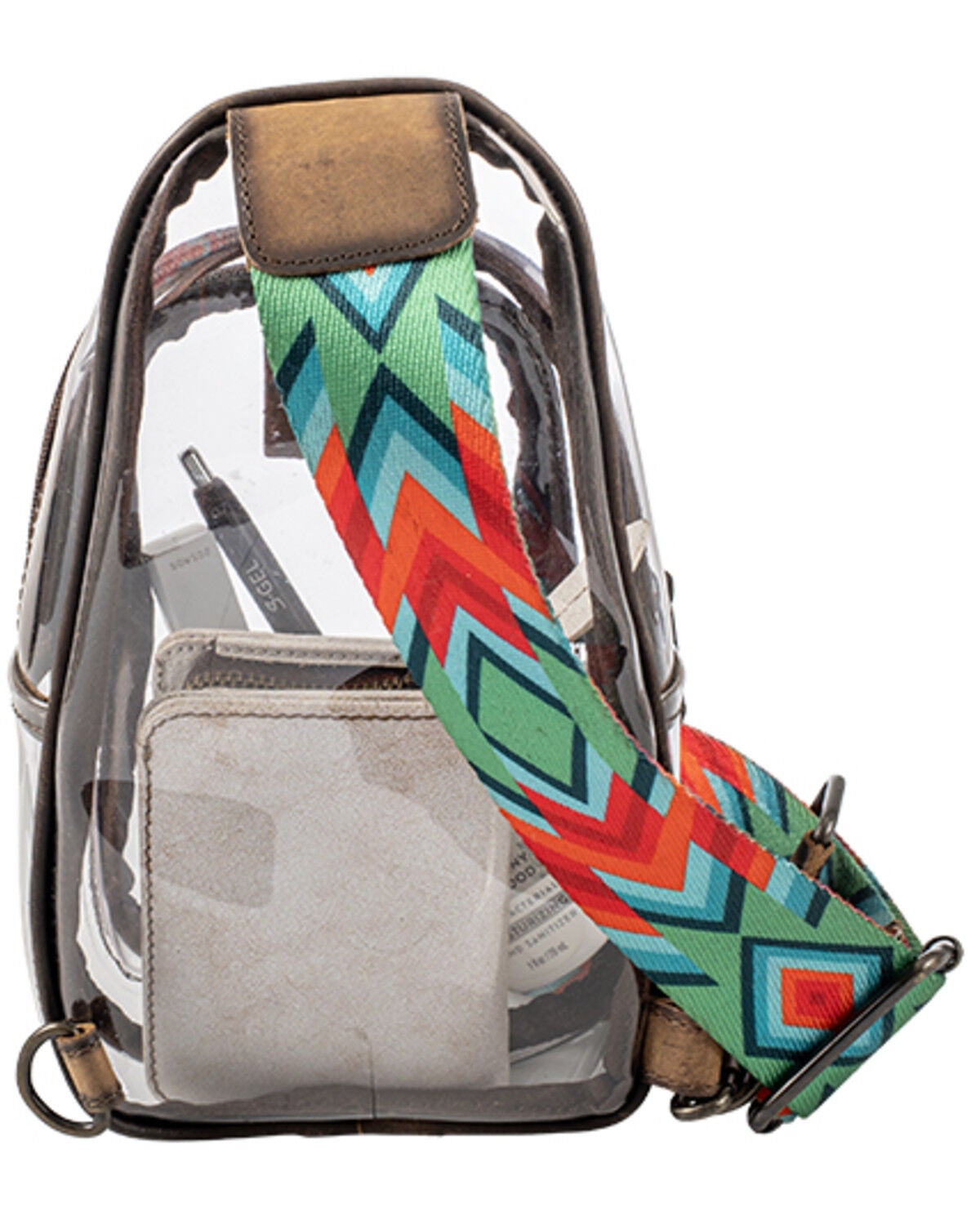 Image #5 - STS Ranchwear Women's Sojourner Clear Stadium Sling Bag, Brown, hi-res