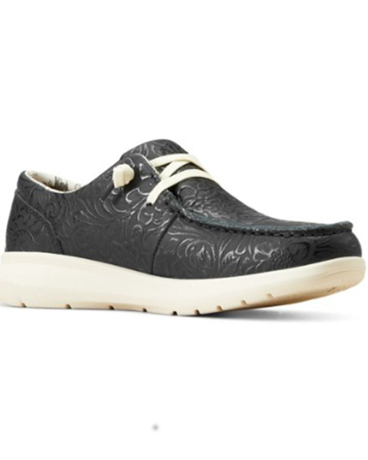 Ariat Women's Hilo Floral Embossed Casual Shoes - Moc Toe, Black, hi-res