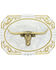 Image #1 - Montana Silversmiths Two-Tone Cowboy Cameo with Longhorn Belt Buckle, Silver, hi-res