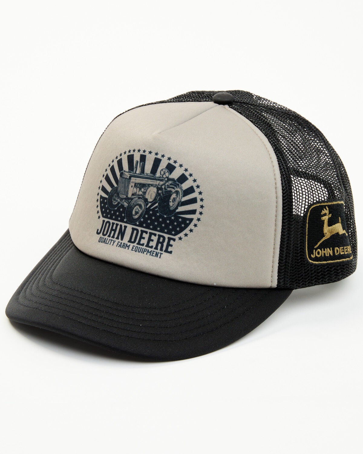 John Deere Men's Foam Front Trucker Cap, Olive, hi-res