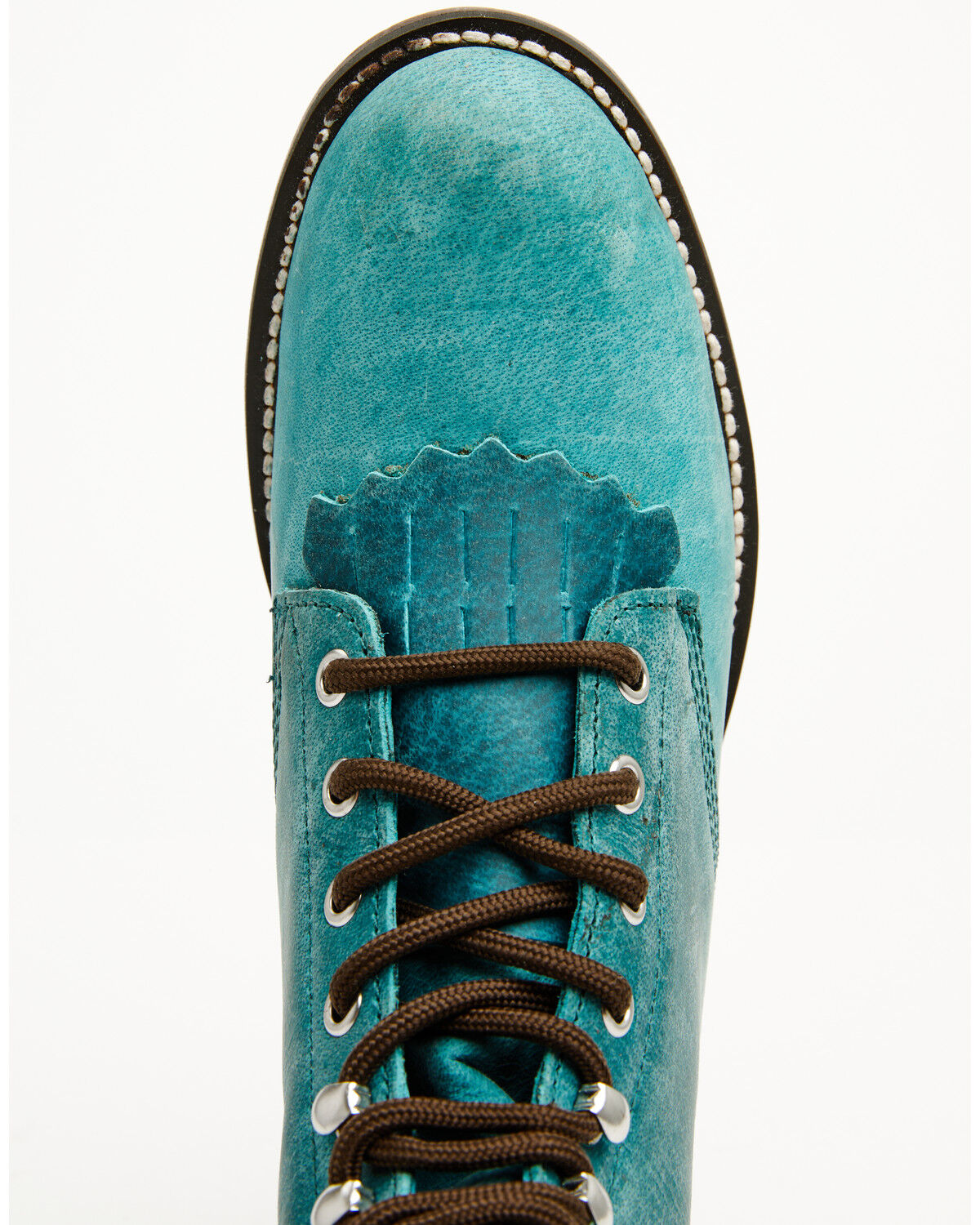 Image #6 - Justin Women's Mclean 7" Lace-Up Roper Boots - Round Toe, Turquoise, hi-res