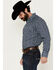 Image #2 - Roper Men's Floral Print Long Sleeve Snap Western Shirt - Tall, Navy, hi-res