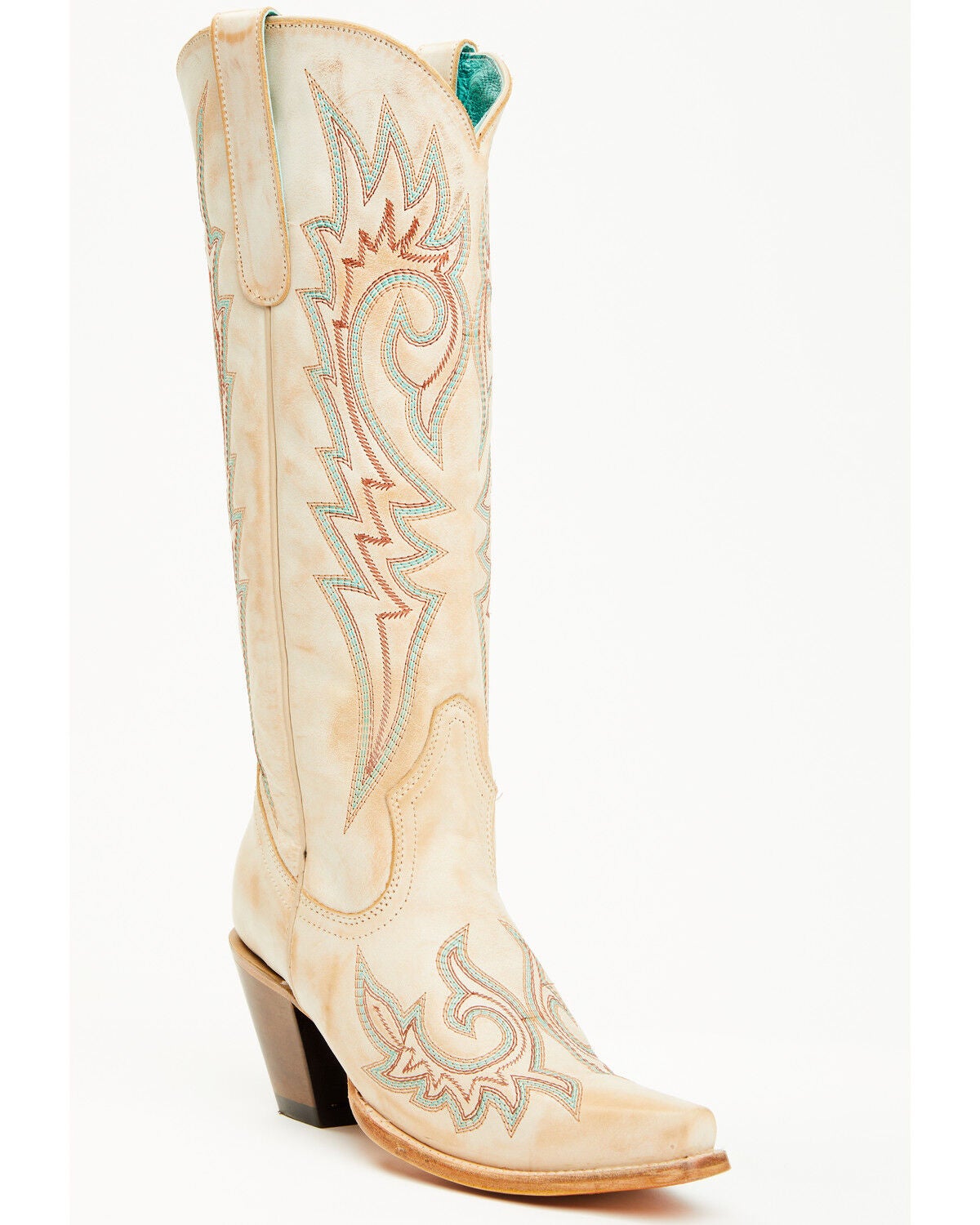Corral Women's Embroidered Tall Western Boots - Snip Toe, Ivory, hi-res