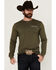 Image #2 - Ariat Men's Boarded Hex Flag Long Sleeve Graphic T-Shirt, Heather Green, hi-res