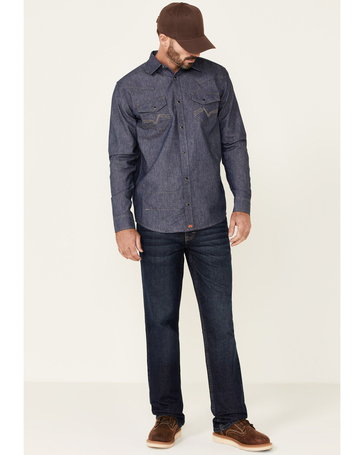 Image #2 - Cody James Men's FR Denim Long Sleeve Work Shirt, Indigo, hi-res