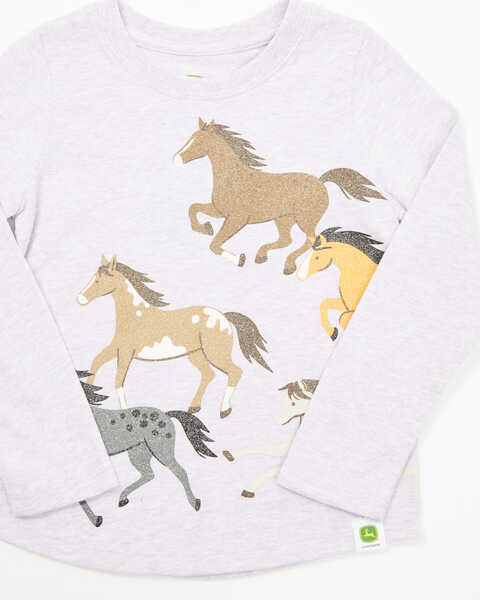 John Deere Toddler Girls' Wrap Wild Horses Long Sleeve Graphic Tee, Lavender, hi-res
