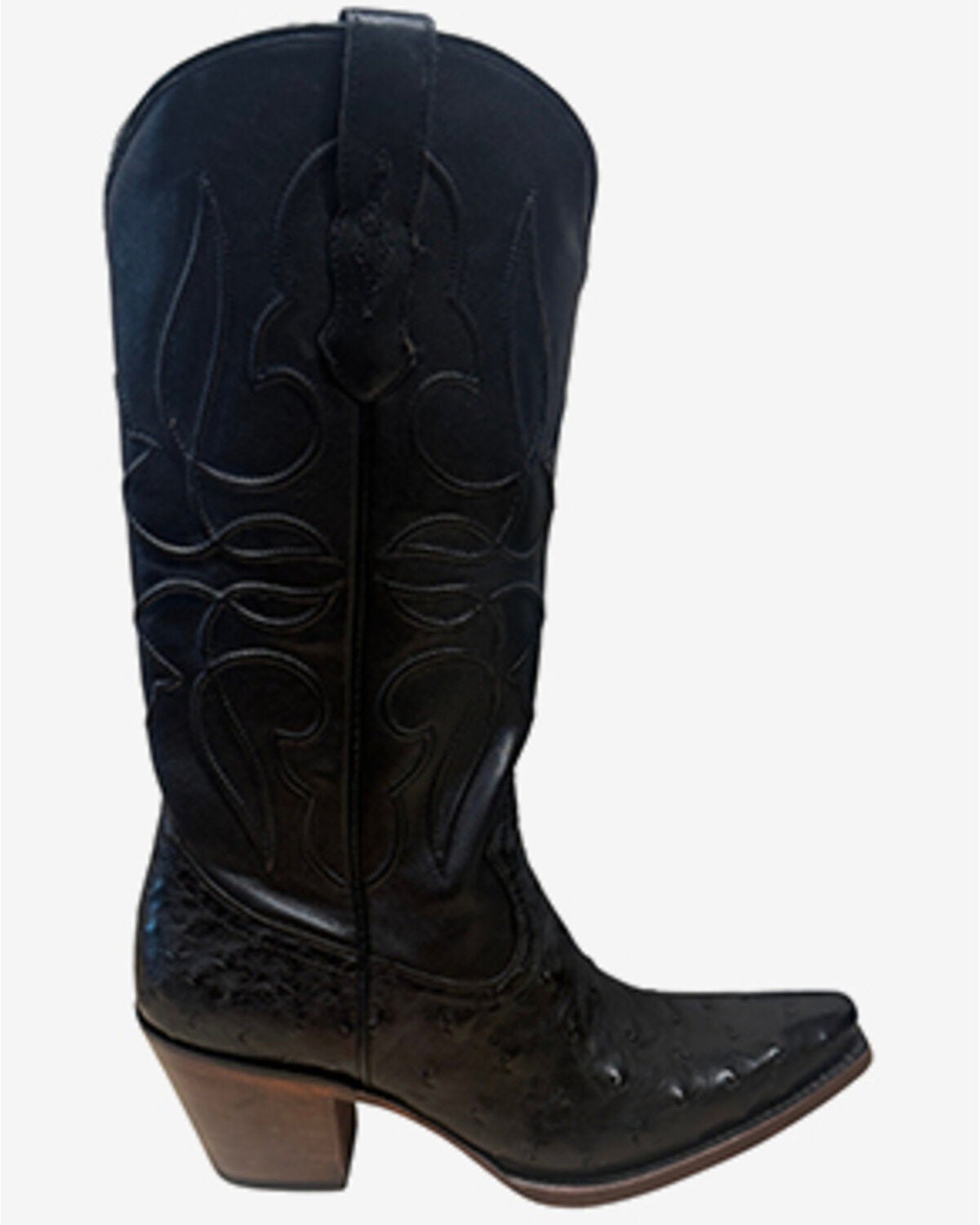 Shyanne Women's Blair Exotic Ostrich Western Boots - Snip Toe, Black, hi-res