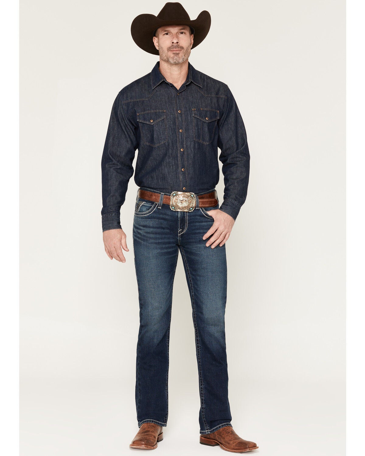 Ariat Men's M7 James Christopher Dark Wash Slim Straight Stretch Denim Jeans, Dark Wash, hi-res