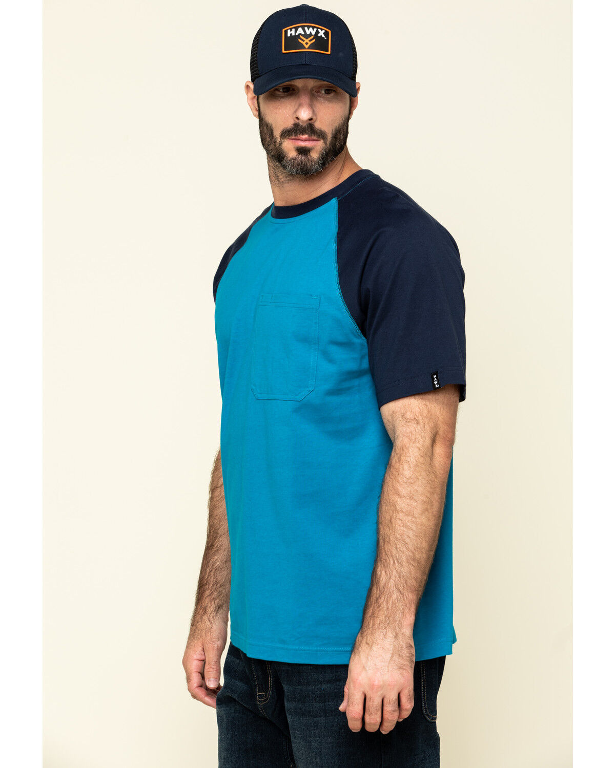 Image #3 - Hawx Men's Teal Midland Short Sleeve Baseball Work T-Shirt, Teal, hi-res