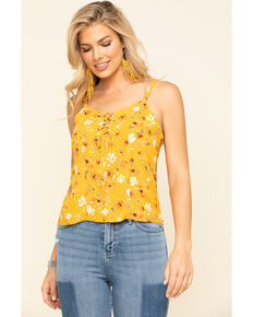 Idyllwind Women's Prairie Ride Lace Up Tank Top , Yellow, hi-res