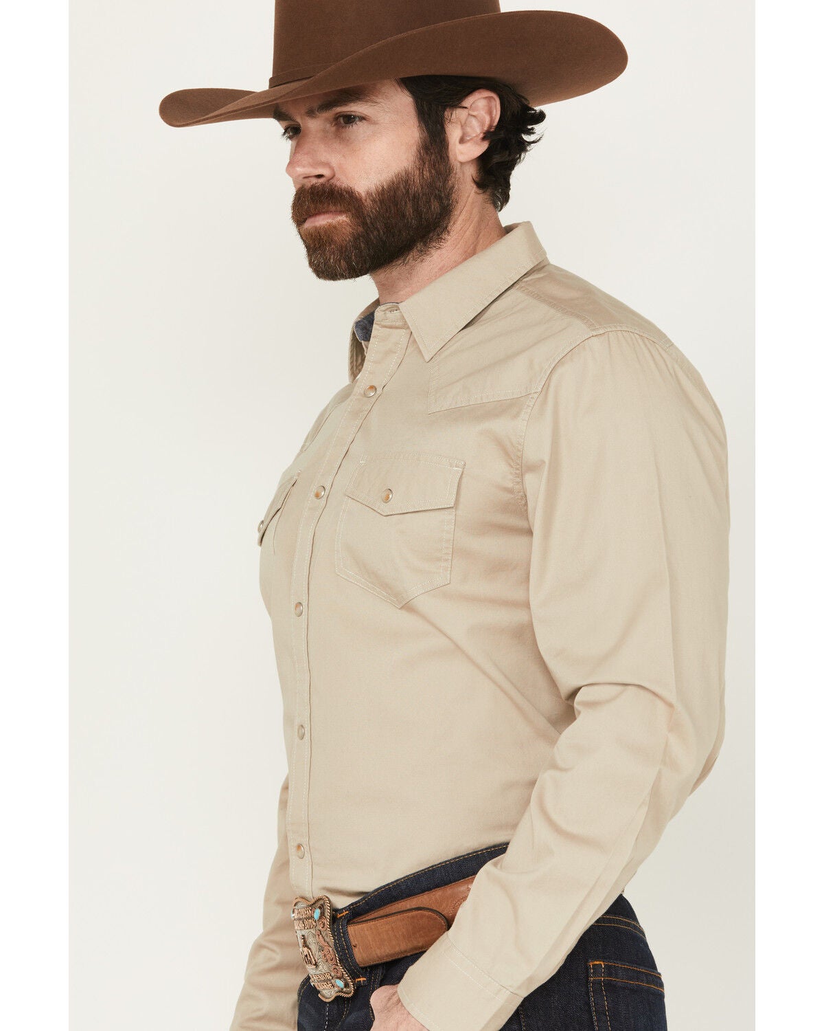 Image #2 - Cody James Men's Threadstone Solid Long Sleeve Snap Western Shirt - Tall, Tan, hi-res