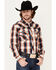 Image #2 - Cowboy Hardware Men's Hombre Large Plaid Pearl Snap Western Shirt , Orange, hi-res