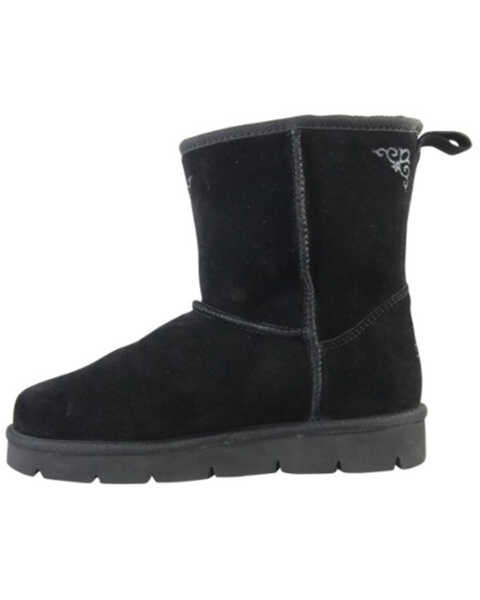 Image #3 - Superlamb Women's Argali 7.5" Suede Leather Pull On Casual Boots - Round Toe , Black, hi-res