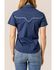 Image #2 - Kimes Ranch Women's Long Horn Solid Short Sleeve Snap Western Shirt, Navy, hi-res