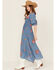 Image #2 - Wild Moss Women's Floral Embroidered Midi Dress, Blue, hi-res