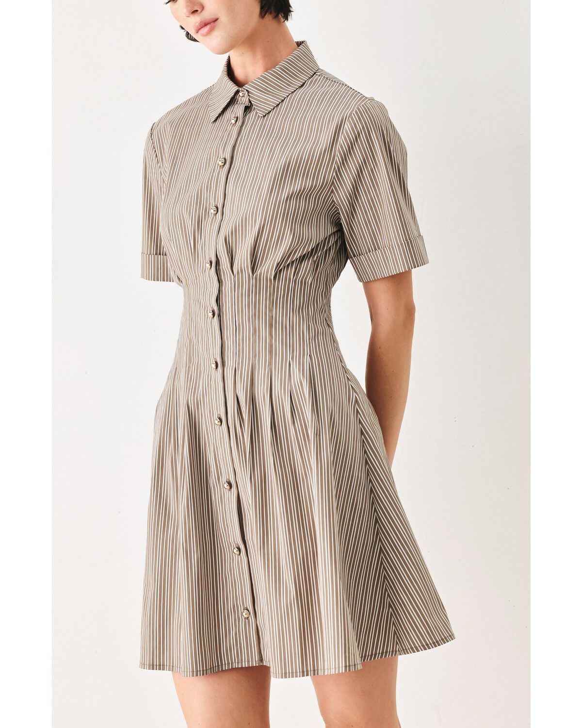 Image #3 - Flying Tomato Women's Park Avenue Woven Mini Dress, Taupe, hi-res