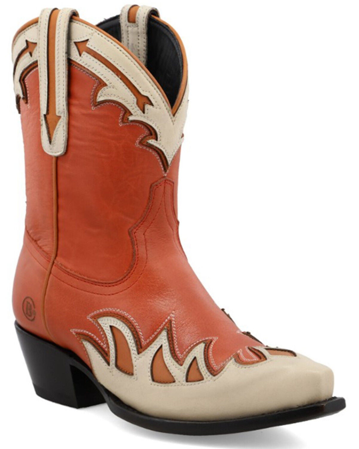 Black Star Women's Cell-Sole Leather Western Booties - Snip Toe, Red, hi-res