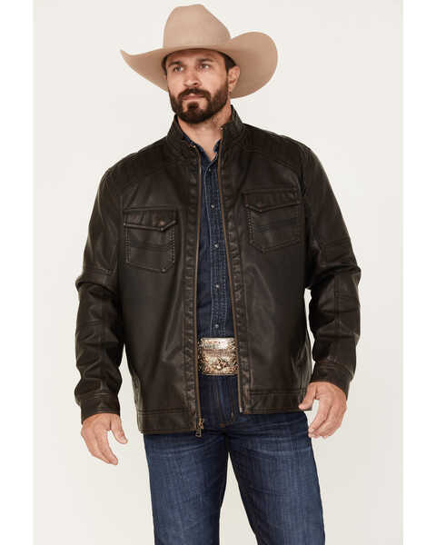 Image #1 - Cody James Men's Houston Distressed Moto Jacket, Brown, hi-res