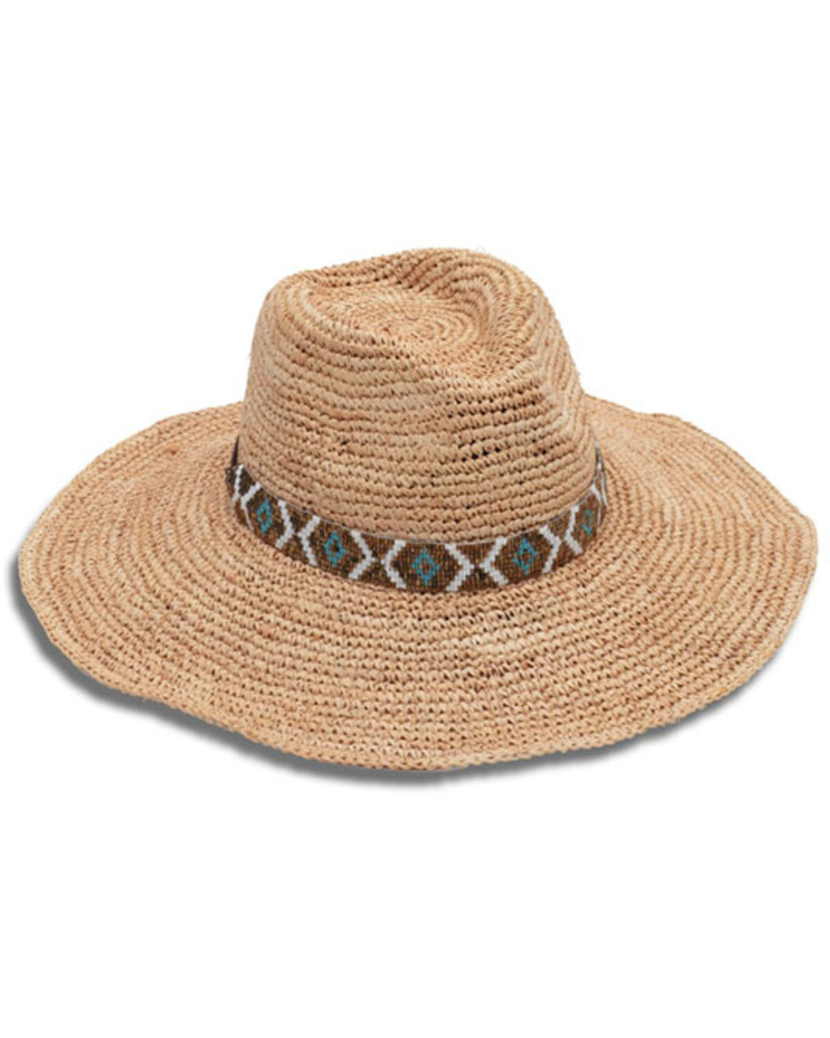 Image #1 - Nikki Beach Women's Metallic Diamonds Straw Western Fashion Hat, Natural, hi-res