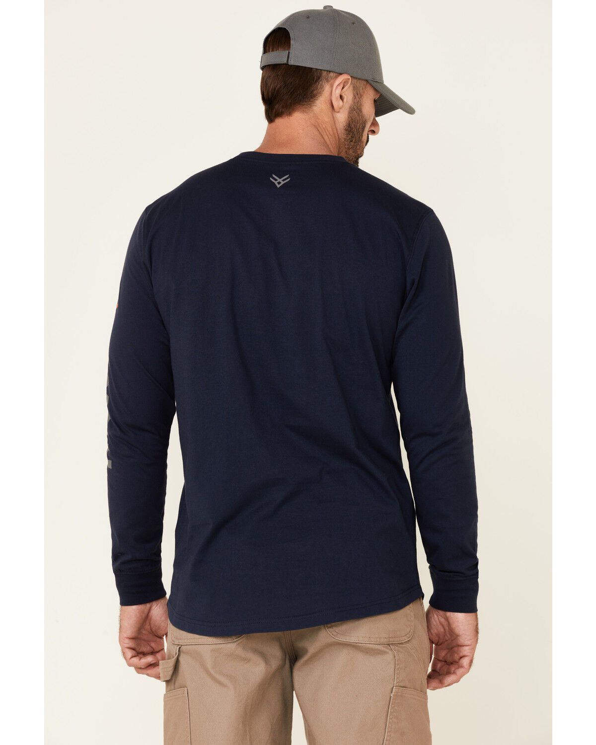 Image #4 - Hawx Men's Navy Original Logo Crew Long Sleeve Work T-Shirt, , hi-res