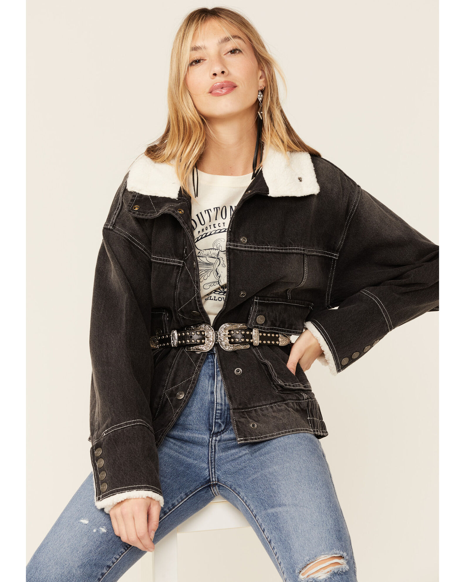 Women's denim bomber jacket sale