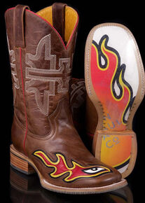 Tin Haul Men's Brown Stink Eye Cowboy Boots - Square Toe, Brown, hi-res