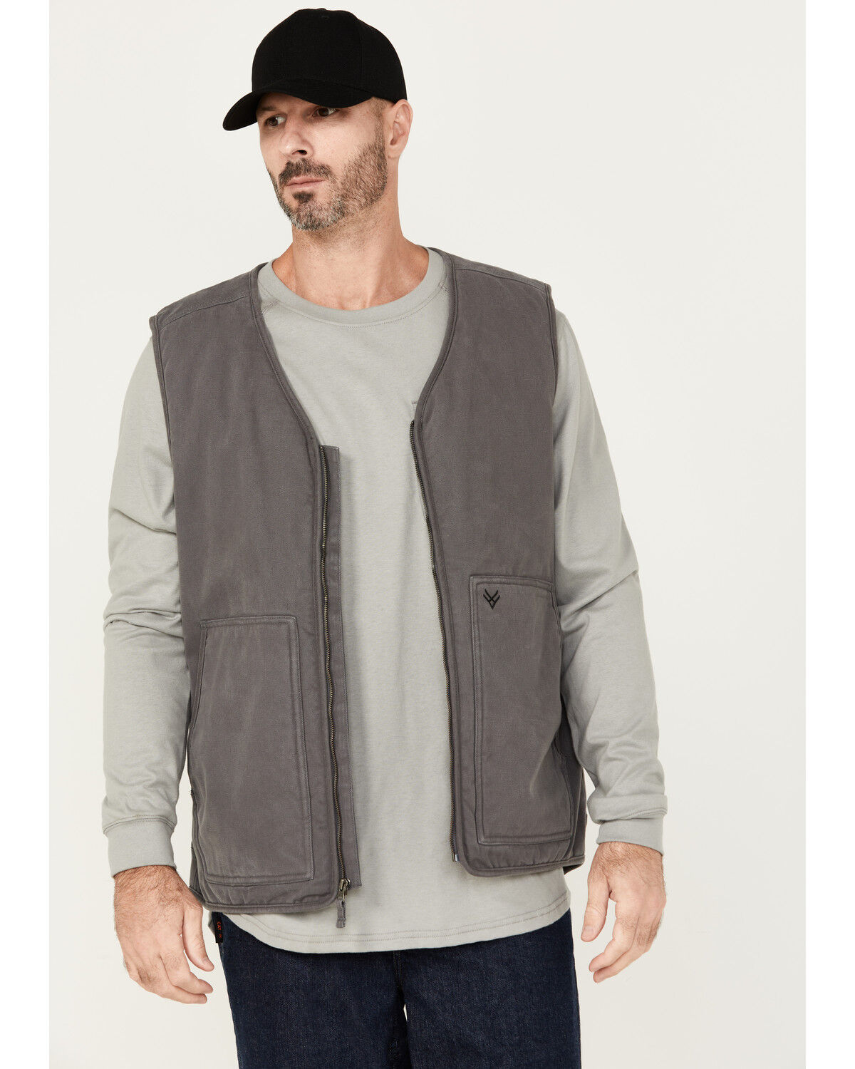 Image #1 - Hawx Men's Weathered Sherpa Lined Work Vest, Charcoal, hi-res