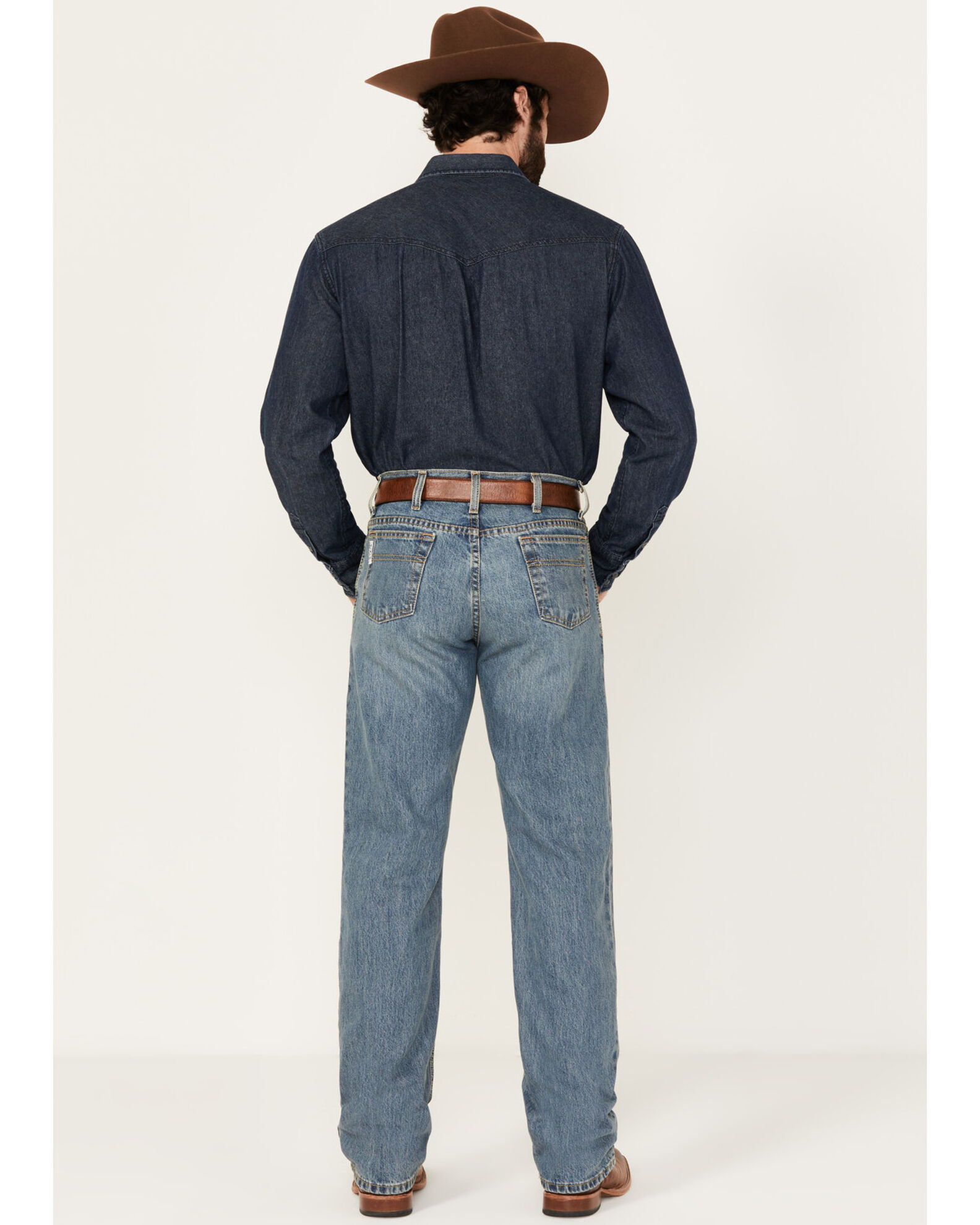 Image #3 - Cinch Men's White Label Relaxed Fit Medium Stonewash Denim Jeans, Blue, hi-res