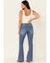 Rock & Roll Denim Women's Medium Wash Herringbone Stripe Mid Rise Trouser Jean, Blue, hi-res