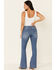 Rock & Roll Denim Women's Medium Wash Herringbone Stripe Mid-Rise Trouser Jean, Blue, hi-res