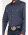 Image #3 - Wrangler Men's Wrinkle Resistant Windowpane Plaid Print Long Sleeve Pearl Snap Stretch Western Shirt, Blue, hi-res