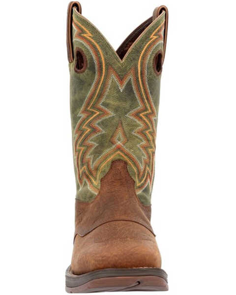 Image #4 - Durango Men's Rebel Western Performance Boots - Broad Square Toe, Green, hi-res