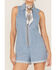 Show Me Your Mumu Women's Medium Wash Reno Sleeveless Denim Romper, Blue, hi-res