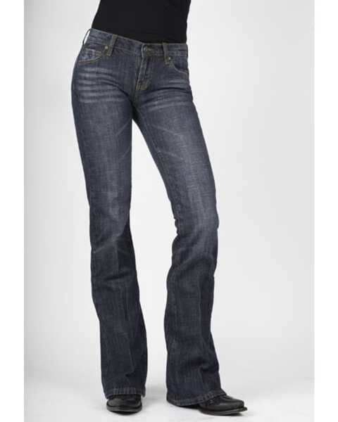 Stetson Women's 816 Classic Dark Wash Slim Fit Low Rise Bootcut Jeans, Med Wash, hi-res