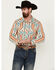Image #1 - Rock & Roll Denim Men's Southwestern Long Sleeve Pearl Snap Western Shirt, Cream, hi-res