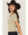 Image #2 - Fornia Women's Jacquard Lettuce Edge Top, Green, hi-res