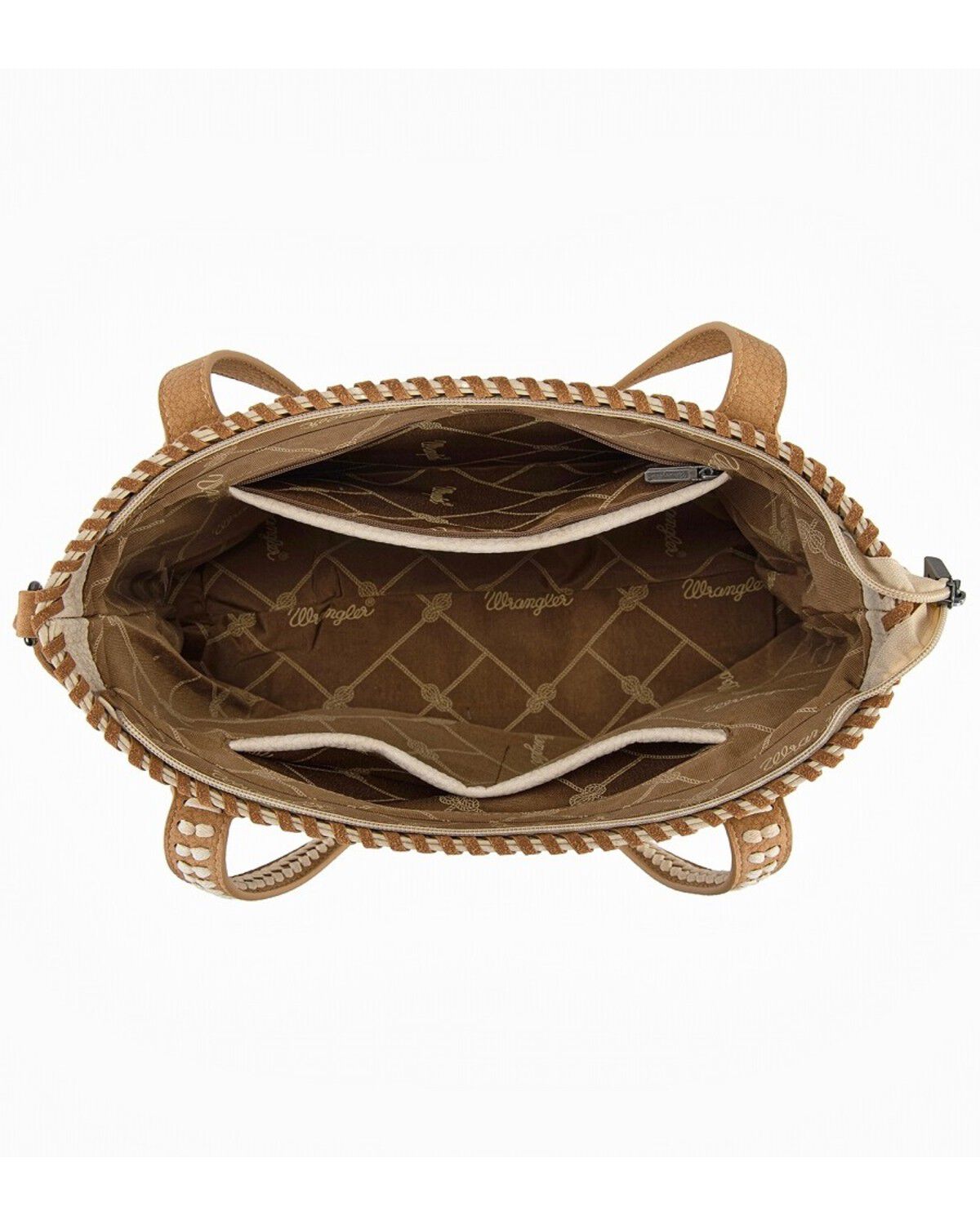 Image #2 - Wrangler Women's Braided Tassel Tote Bag, Tan, hi-res