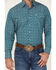Image #3 - Ely Walker Men's Medallion Print Long Sleeve Pearl Snap Western Shirt, Teal, hi-res