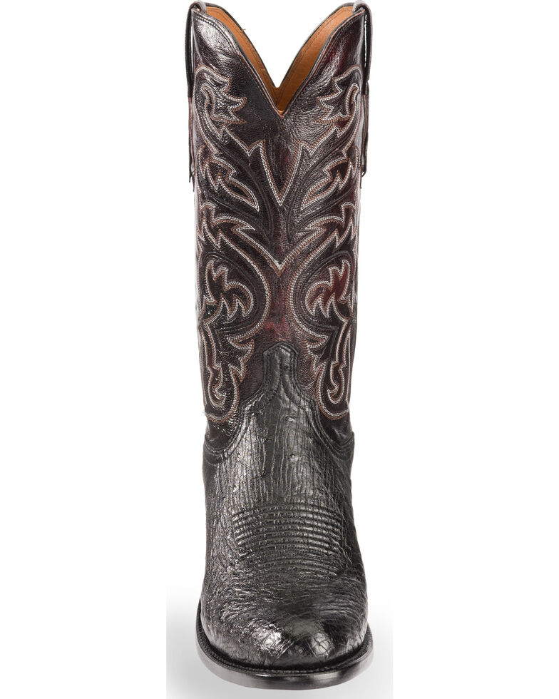 Lucchese Men's Black Handmade Nathan Smooth Ostrich Western Boots ...