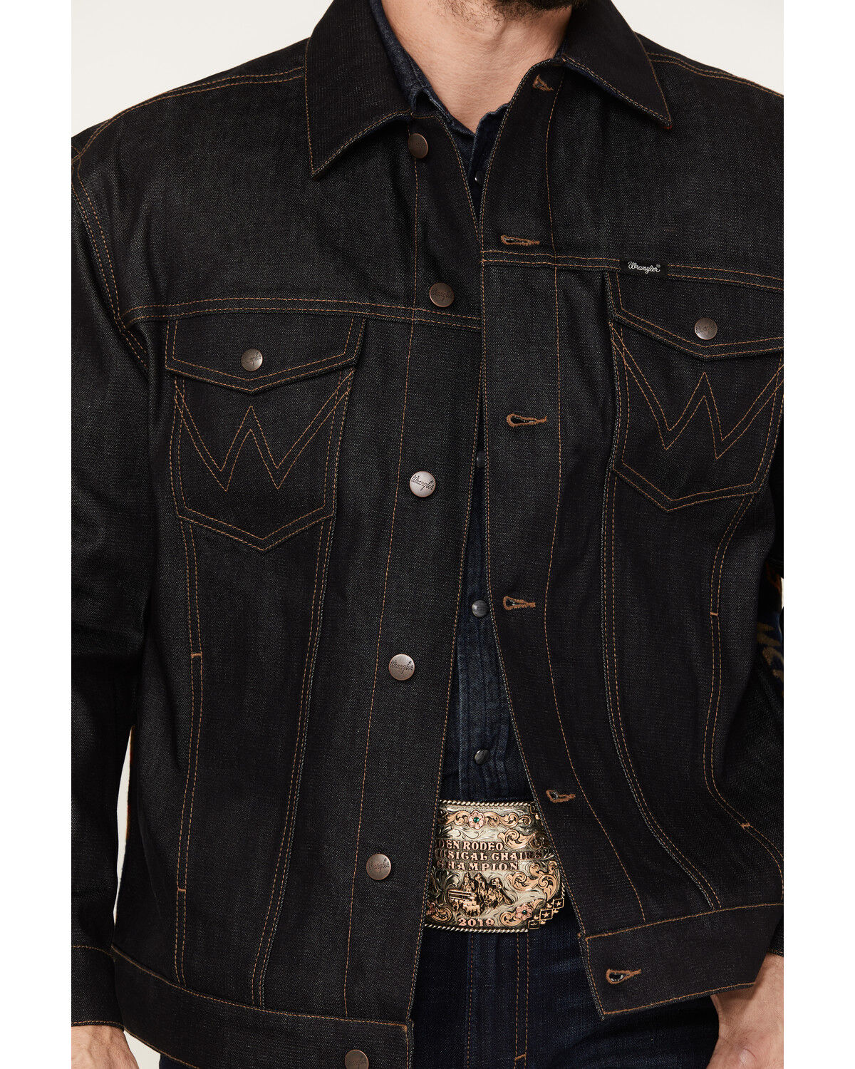 Image #3 - Wrangler X Pendleton Men's Dark Wash Denim Jacket, , hi-res