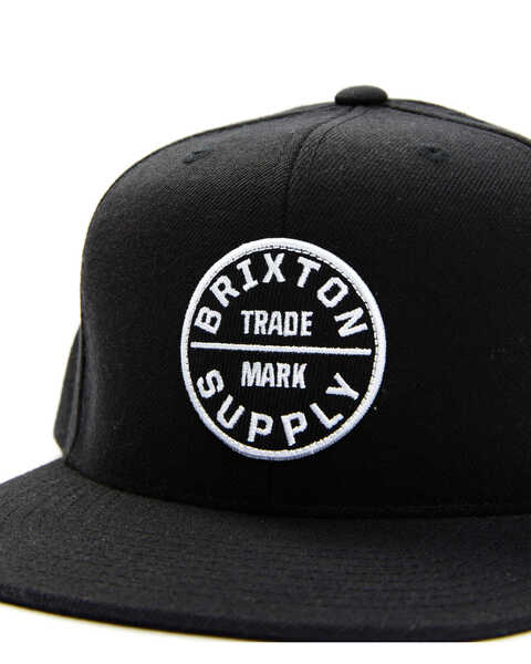 Brixton Men's Black Oath Circle Logo Canvas Back Ball Cap , Black, hi-res