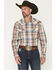 Image #1 - Cody James Men's Ridge Rider Plaid Print Long Sleeve Snap Western Shirt, Tan, hi-res