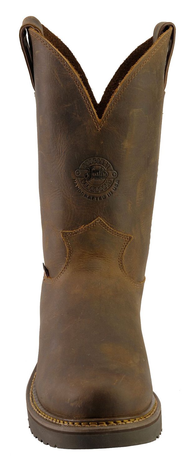 Image #4 - Justin Men's J-Max Balusters Electrical Hazard Pull On Work Boots - Steel Toe, Chocolate, hi-res