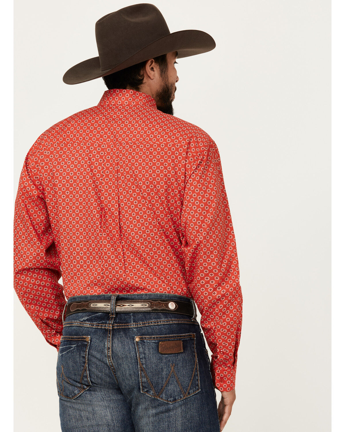 Image #4 - Cinch Men's Geo Print Long Sleeve Button-Down Western Shirt, Red, hi-res