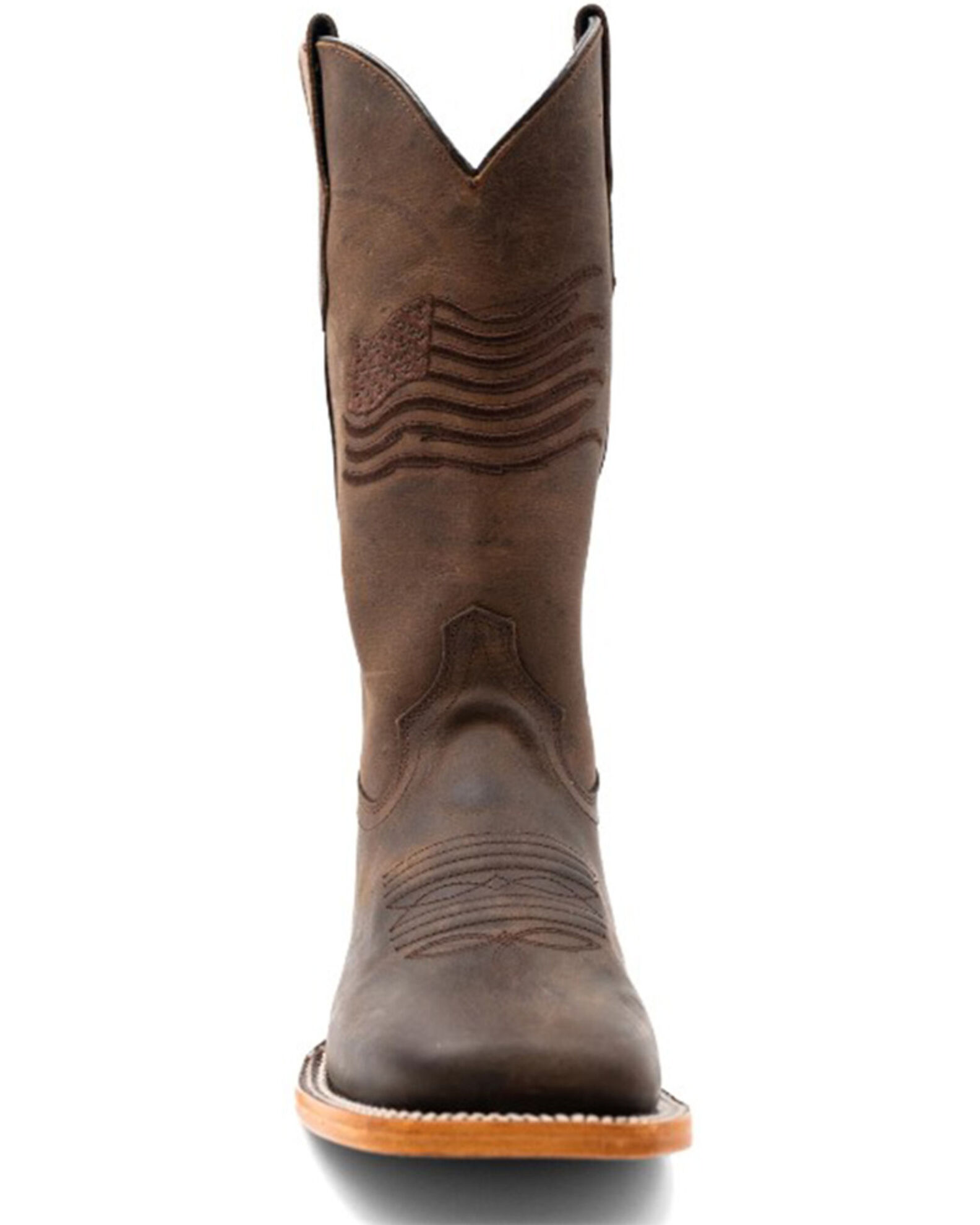 Image #3 - Ferrini Men's Patriot Western Boots - Broad Square Toe, Chocolate, hi-res