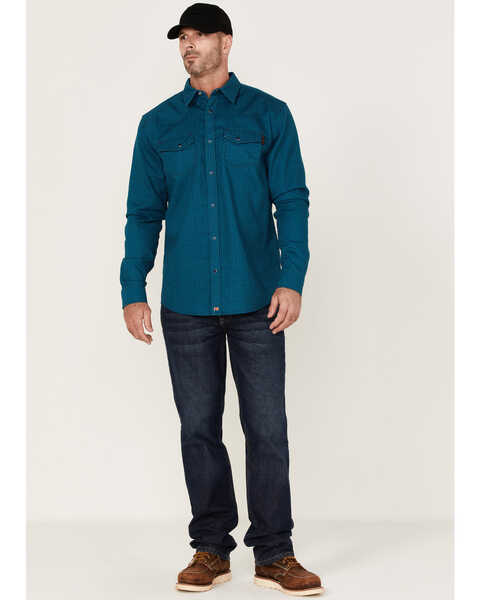 Image #2 - Cody James Men's FR Geo Print Long Sleeve Snap Work Shirt , Blue, hi-res