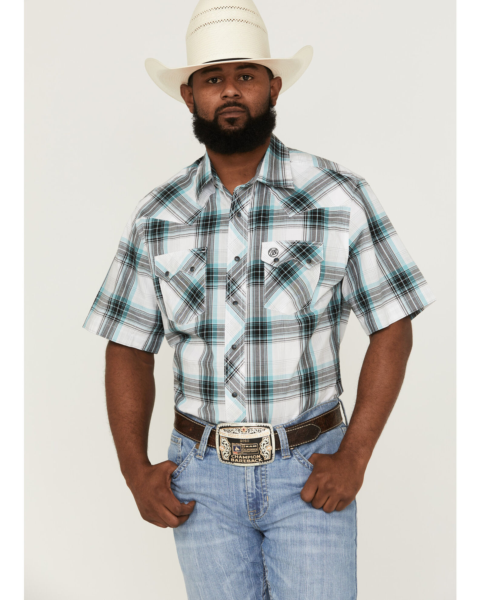 Wrangler Retro Men's White & Black Large Plaid Short Sleeve Snap Western  Shirt - Country Outfitter