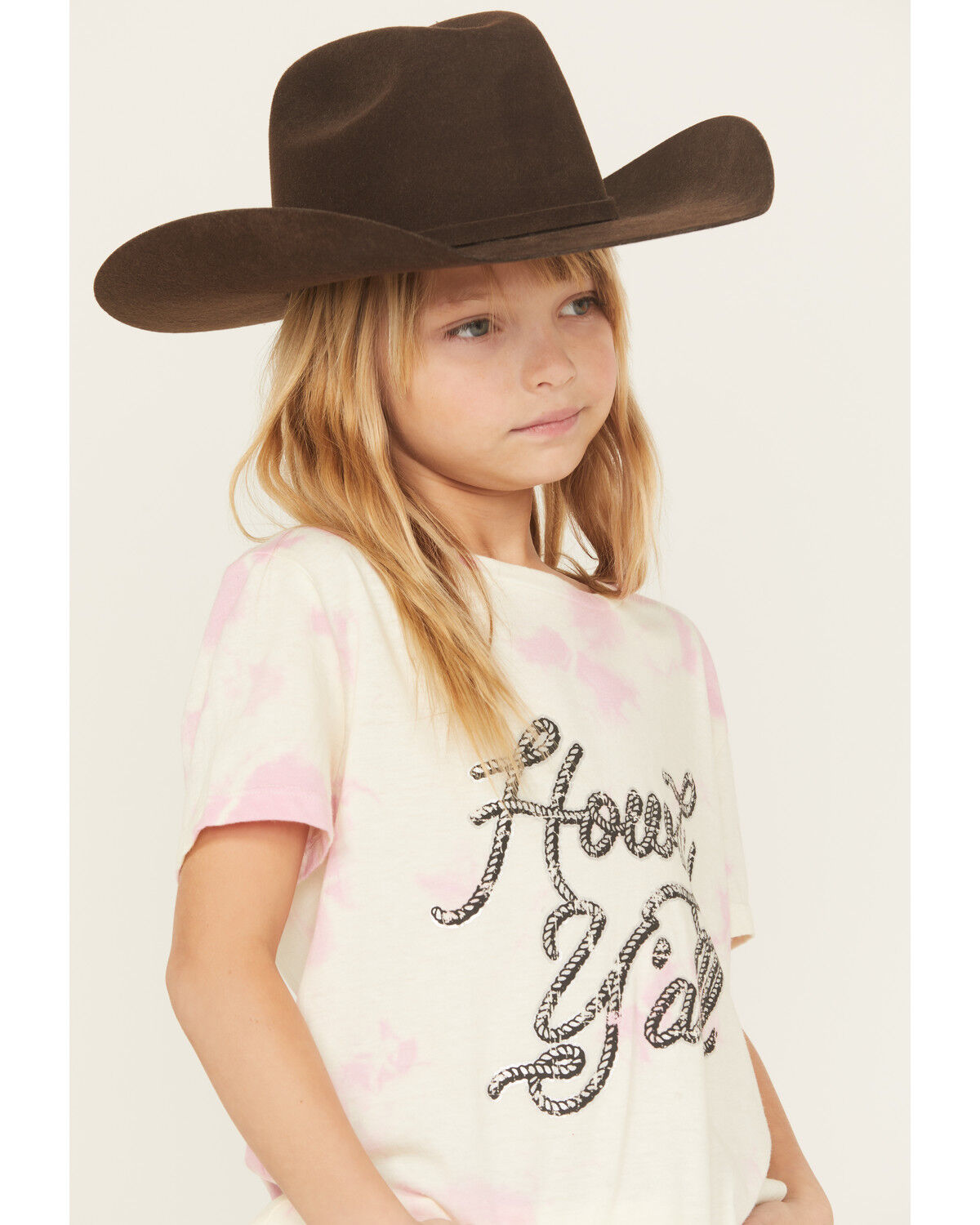 Image #2 - Rock & Roll Denim Girls' Howdy Y'all Short Sleeve Graphic Tee, Ivory, hi-res